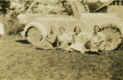 Group in front of First May Queen Car