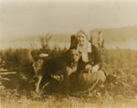 Mrs. DePencier and her dog "Major" on Baby Mountain (later Sentinel Hill)