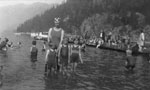 Mrs. Lunn with children swimming in Horseshoe Bay