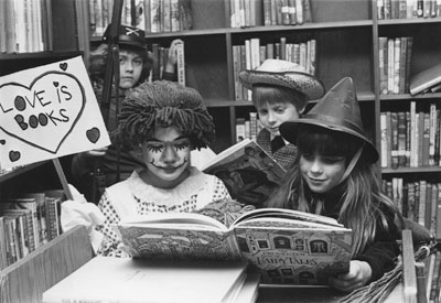 Library Children Dressed in Halloween Costumes