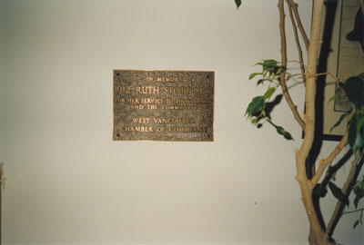 Plaque in Memory of Ruth Stott