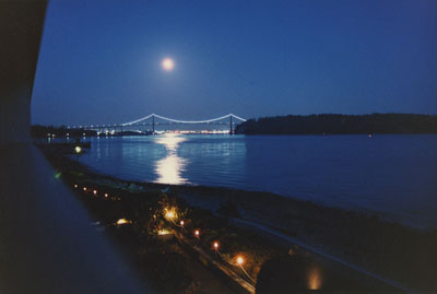 Moonlit Lions Gate Bridge from Ambleside