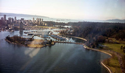 Aerial View of Stanley Park, Lost Lagoon & Downtown