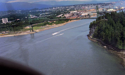 Aerial View of Lions Gate Bridge & North Vancouver