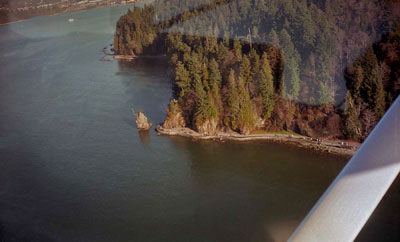 Aerial View of Seawall, Siwash Rock & Capilano River