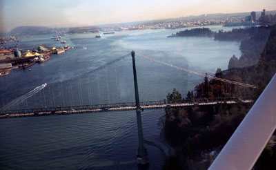 Aerial View of Lions Gate Bridge & Burrard Inlet