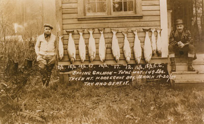 Fishermen with catch in Horseshoe Bay in 1927