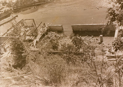 Laying the foundation for the boathouse at Sewell's Marina