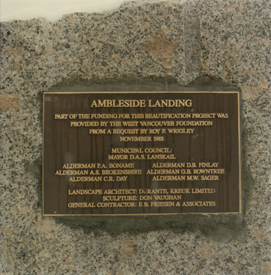 Commemorative Plaque at Ambleside Landing