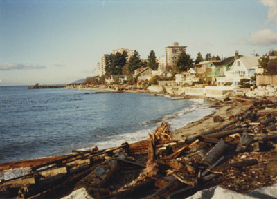 Ambleside beach looking west along the waterfront