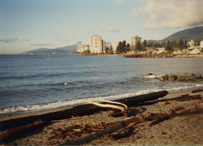 Ambleside beach looking west along the waterfront