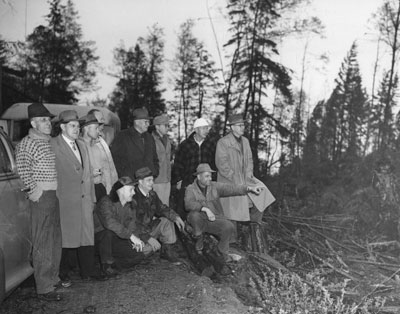 West Vancouver Council Member, George Thompson and others, survey clearing on Hollyburn Mountain