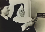 Mrs. Hugh Ray & Sister Mary Bernard at the dedication of St. Anthony's School Library
