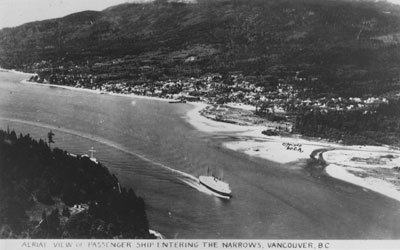 Aerial View of Passenger Ship Entering the Narrows