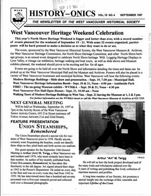 History-onics (West Vancouver, BC: West Vancouver Historical Society), 1  1997