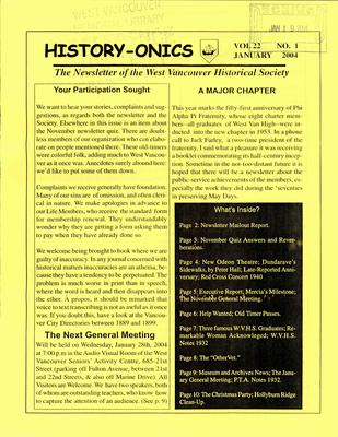 History-onics (West Vancouver, BC: West Vancouver Historical Society), 1 Jan 2004