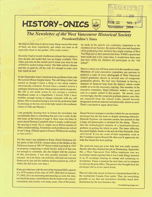 History-onics (West Vancouver, BC: West Vancouver Historical Society), 1 Nov 2004