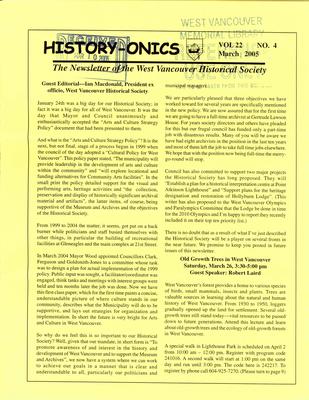 History-onics (West Vancouver, BC: West Vancouver Historical Society), 1 Mar 2005