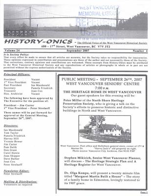 History-onics (West Vancouver, BC: West Vancouver Historical Society), 1 Sep 2007