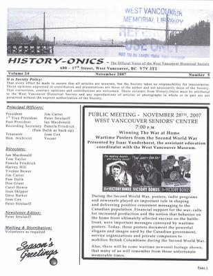 History-onics (West Vancouver, BC: West Vancouver Historical Society), 1 Nov 2007