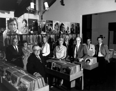 West Vancouver Memorial Library Board in vinyl record section.