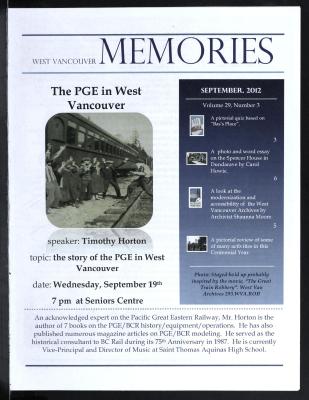 History-onics (West Vancouver, BC: West Vancouver Historical Society), 1 Sep 2012