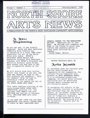 North Shore Arts News (North Vancouver, BC), 1 Feb 1989