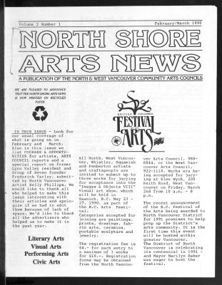 North Shore Arts News (North Vancouver, BC), 1 Feb 1990