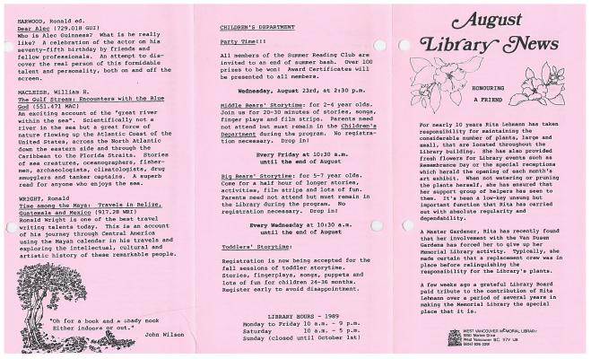 Library News, 1 Aug 1989