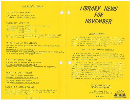 Library News, 1 Nov 1982