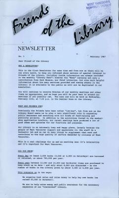 Friends of the Library Newsletter, 1 Feb 1987