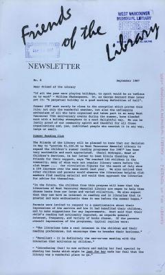 Friends of the Library Newsletter, 1 Sep 1987