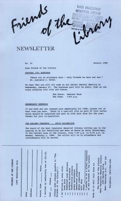 Friends of the Library Newsletter, 1 Jan 1988