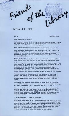 Friends of the Library Newsletter, 1 Feb 1988