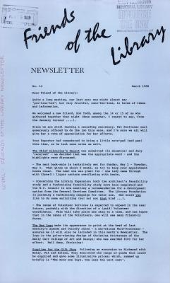 Friends of the Library Newsletter, 1 Mar 1988