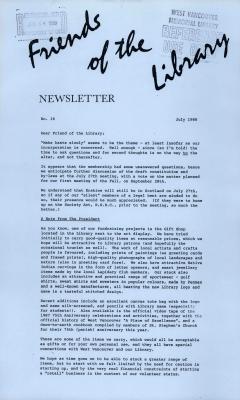 Friends of the Library Newsletter, 1 Jul 1988