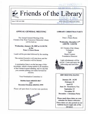 Friends of the Library Newsletter, 1 Sep 2008