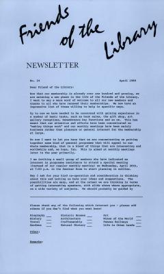 Friends of the Library Newsletter, 1 Apr 1989