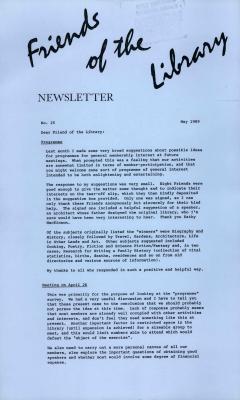 Friends of the Library Newsletter, 1 May 1989