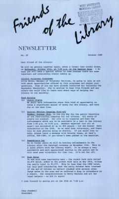 Friends of the Library Newsletter, 1 Oct 1989