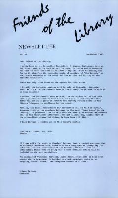 Friends of the Library Newsletter, 1 Sep 1990