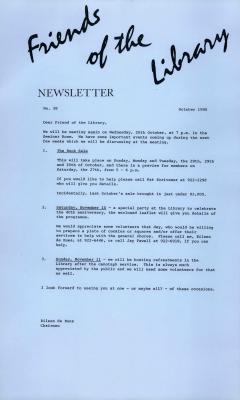 Friends of the Library Newsletter, 1 Oct 1990