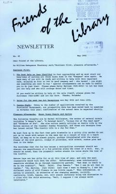 Friends of the Library Newsletter, 1 May 1991