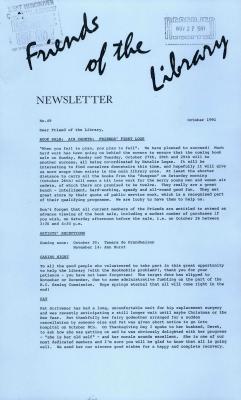 Friends of the Library Newsletter, 1 Oct 1991