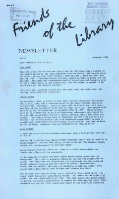 Friends of the Library Newsletter, 1 Nov 1991