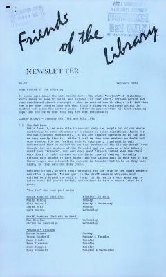 Friends of the Library Newsletter, 1 Feb 1992