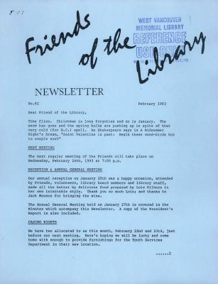 Friends of the Library Newsletter, 1 Feb 1993