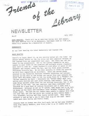 Friends of the Library Newsletter, 1 Jul 1993