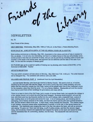 Friends of the Library Newsletter, 1 May 1994