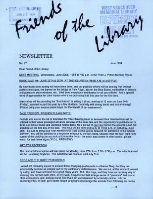 Friends of the Library Newsletter, 1 Jun 1994